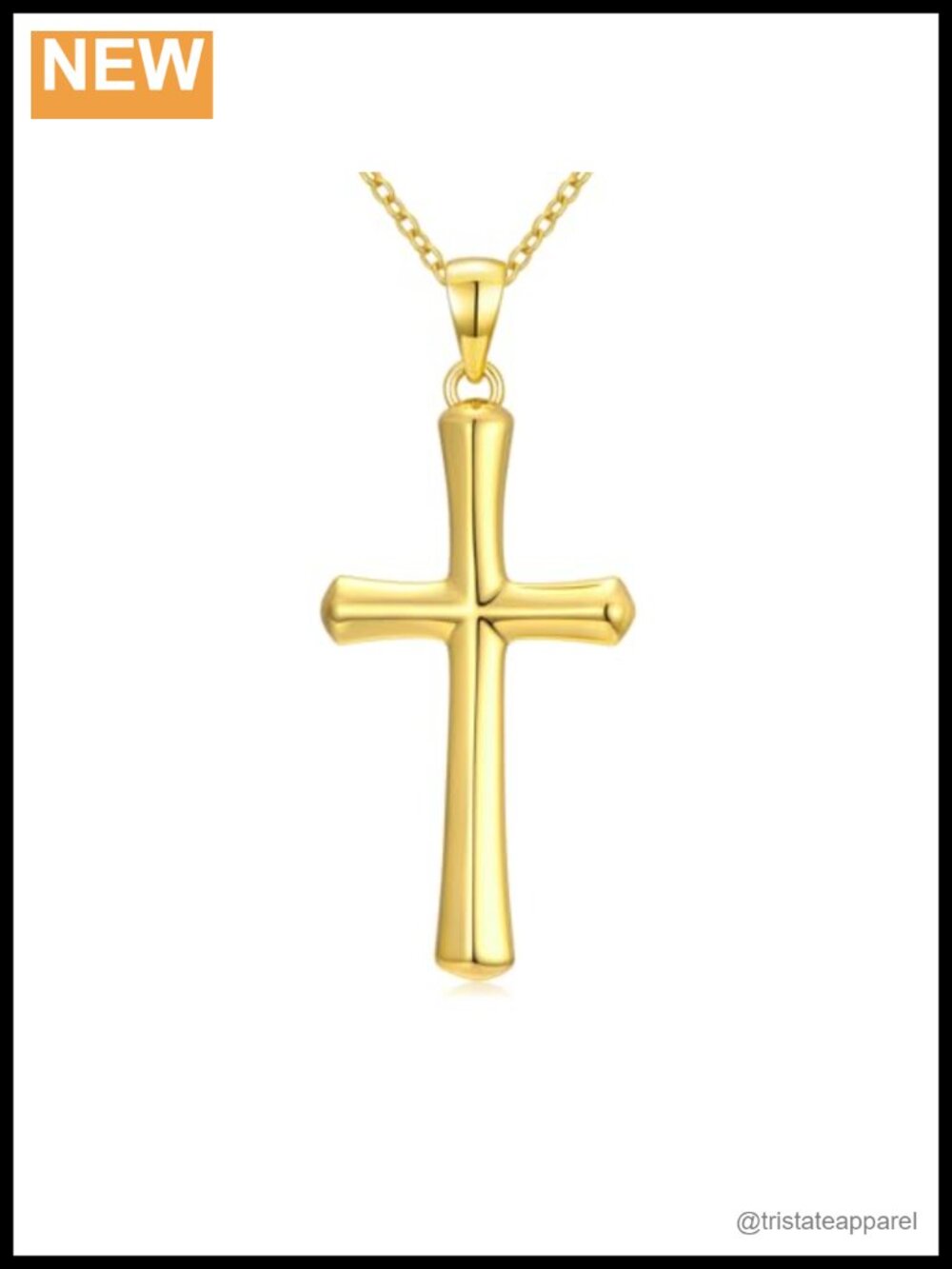 18K Gold Cross Necklace Women Simple Pendant Christian Jewelry
